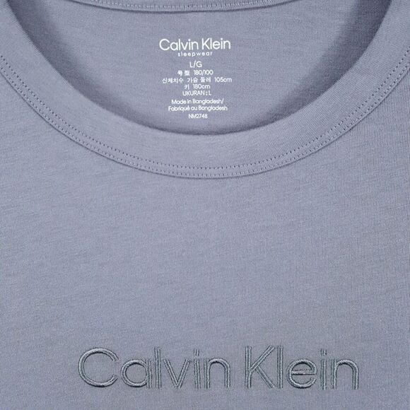CALVIN KLEIN Sleepwear Mens Large Gray Pullover Crew Logo Tee T-Shirt - Picture 2 of 7